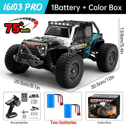 Wltoys 16101 Pro 1:16 Scale 75KM/H 4WD Remote Control Car with LED Lights - High-Speed Drift Monster Truck for Children