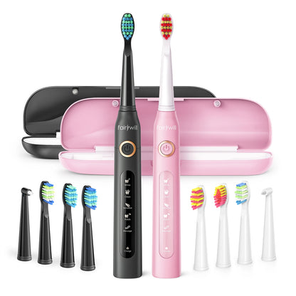 Fairywill Sonic Electric Toothbrush FW-D7 Set USB Charge Toothbrushes Case for Adult with Tooth Brush Heads 5 Mode Smart Time