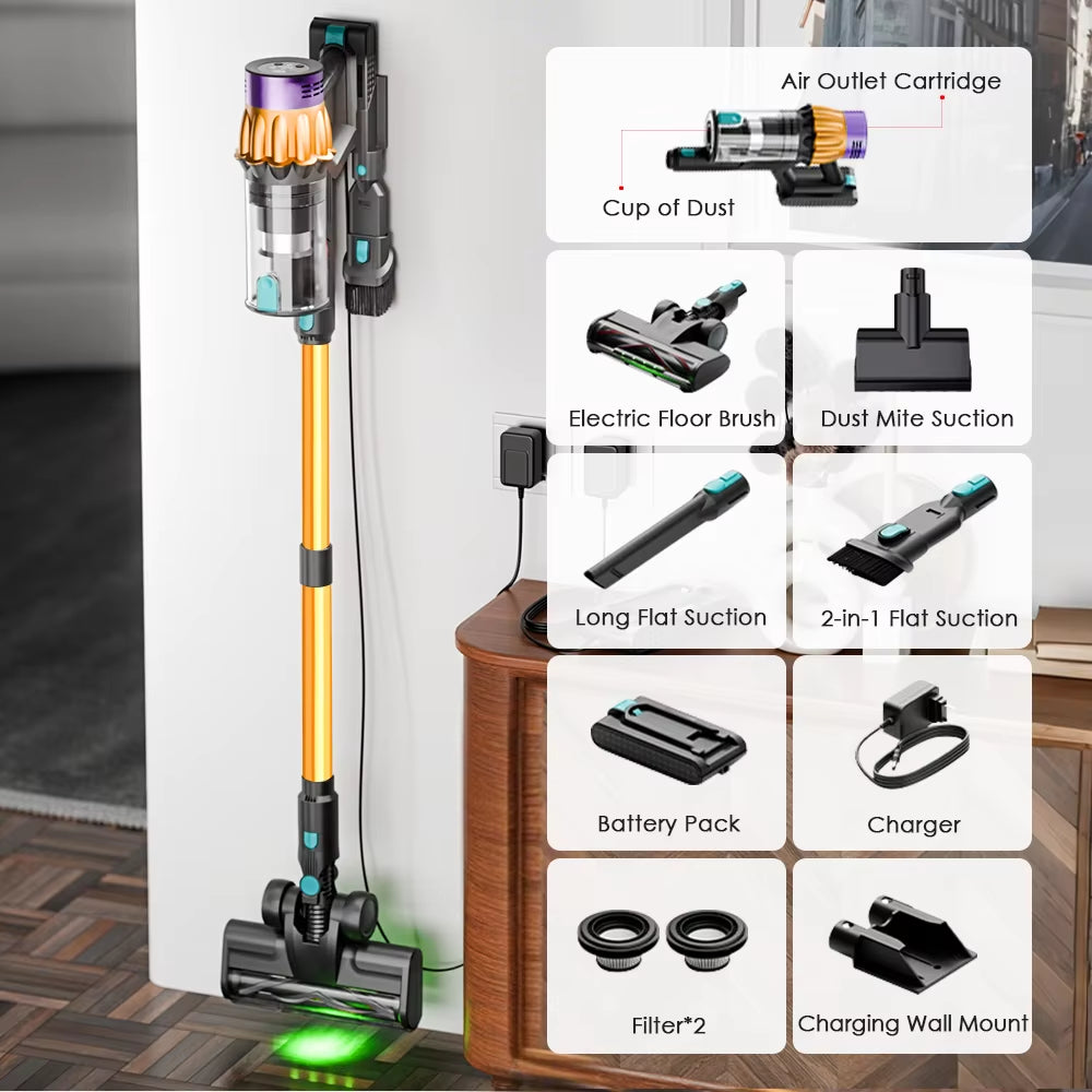 V22 Cordless Vacuum Cleaner 650W 55000PA Home Appliance Handheld Vacuum Cleaner Cleaning Supplies Removable Battery