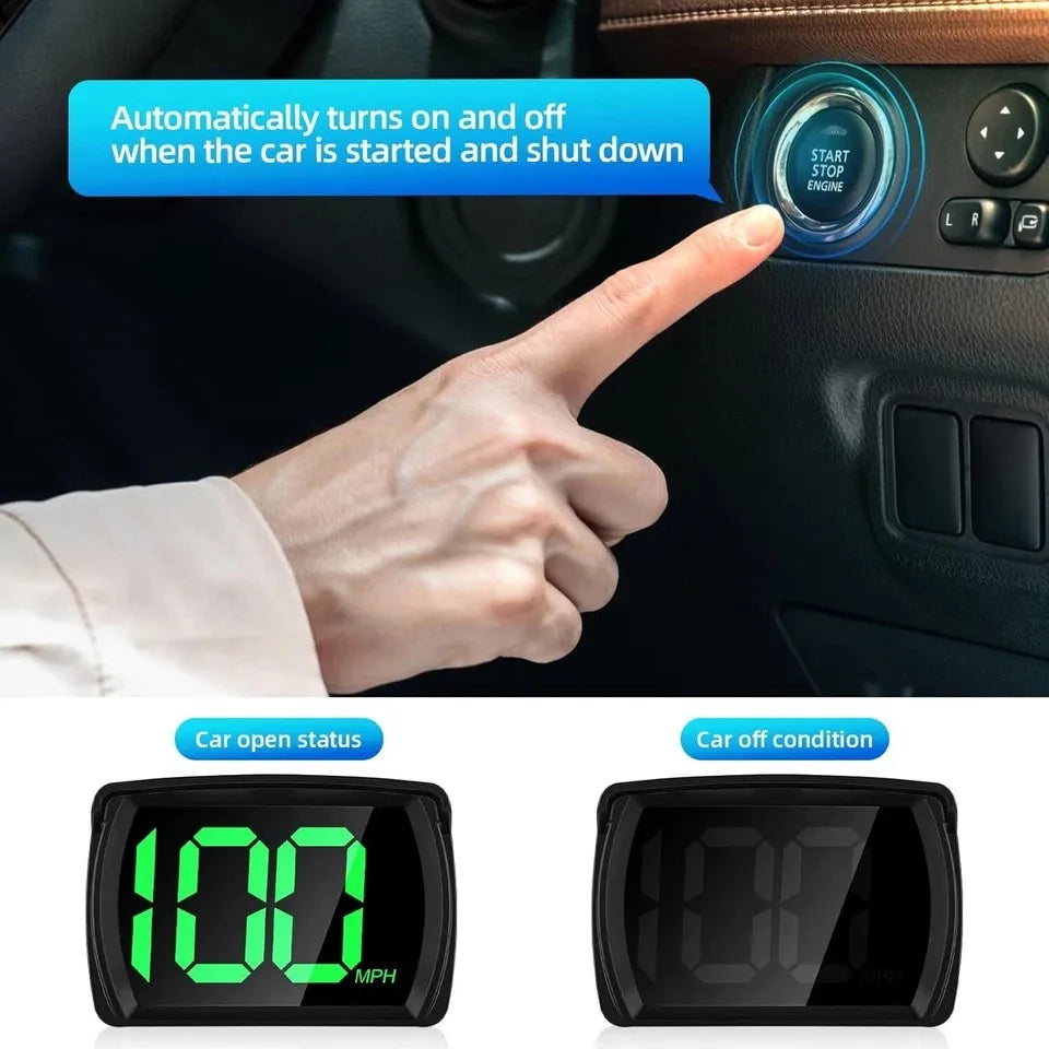 Universal Car GPS Digital HUD Speedometer with Dual Chips - KMH/MPH Reminder Meter, HD LCD Display, Plug and Play for All Vehicles - Model PH043