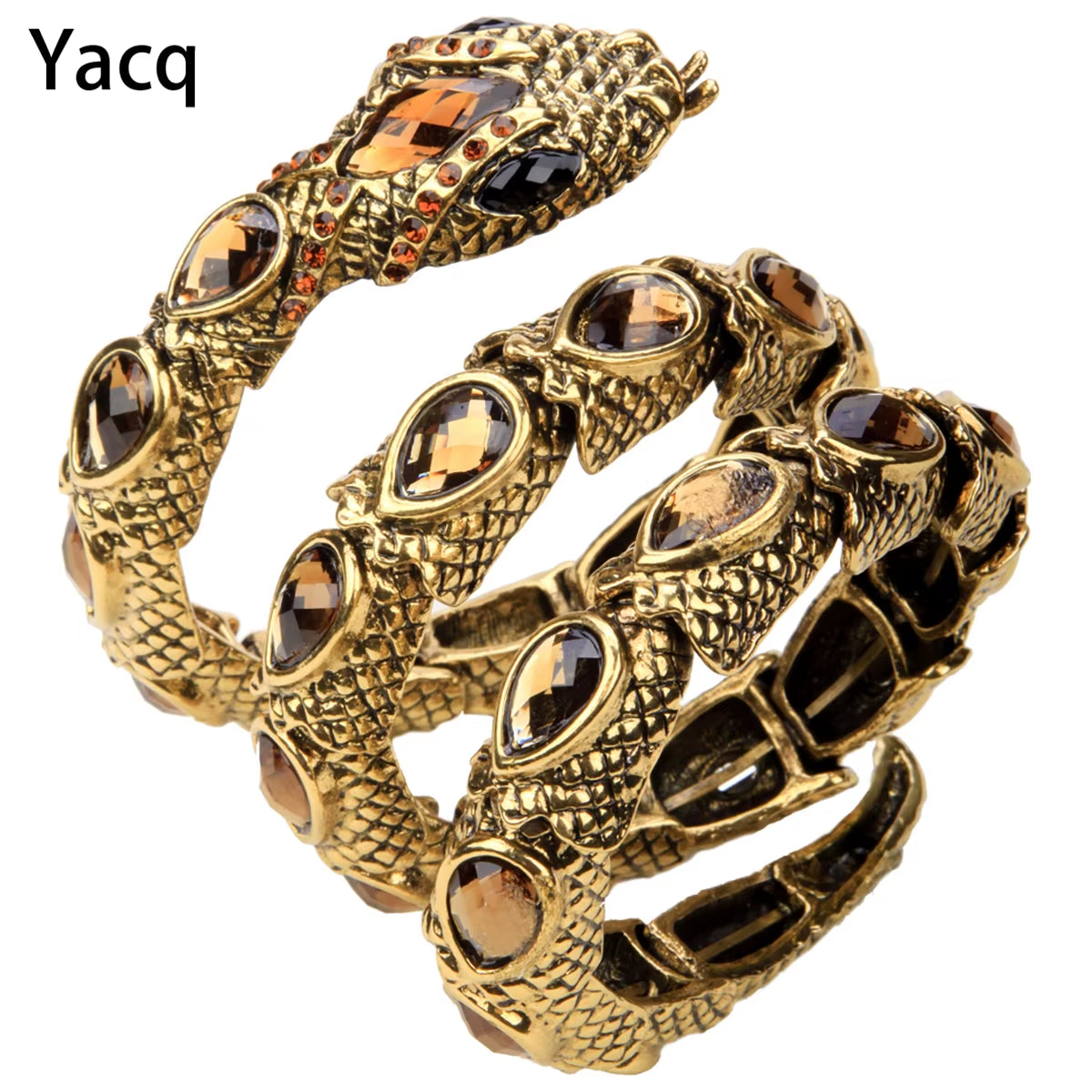 YACQ Stretch Snake Bracelet Armlet Upper Arm Cuff Women Punk Rock Crystal Bangle Jewelry Gold Silver Color Dropshipping A32