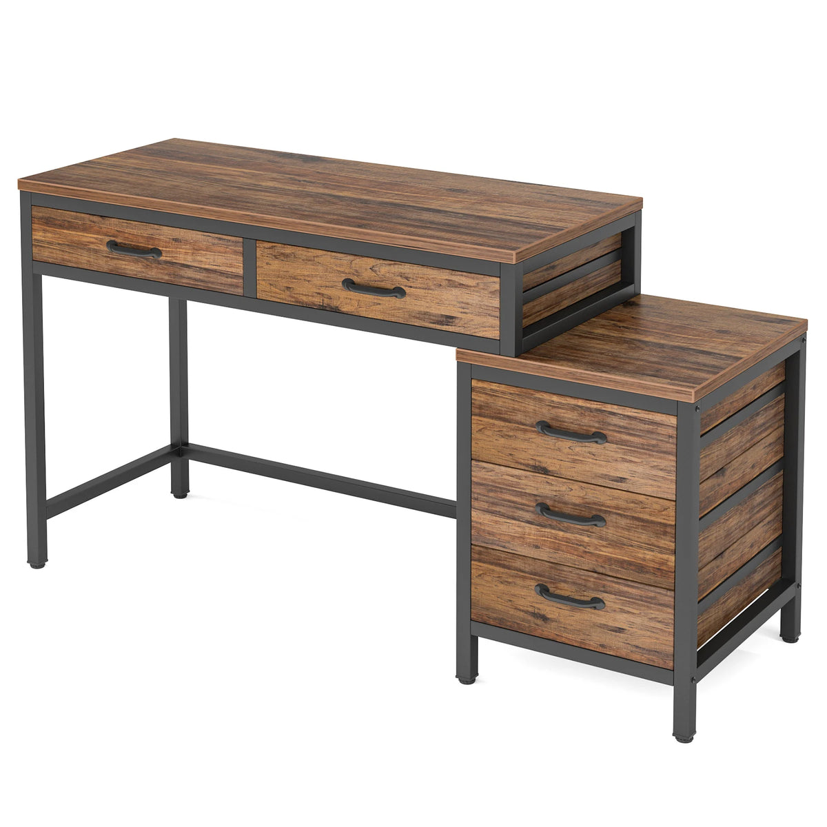 Tribesigns 59-Inch Industrial Computer Desk with Reversible 3-Drawer Storage for Study and Workstation