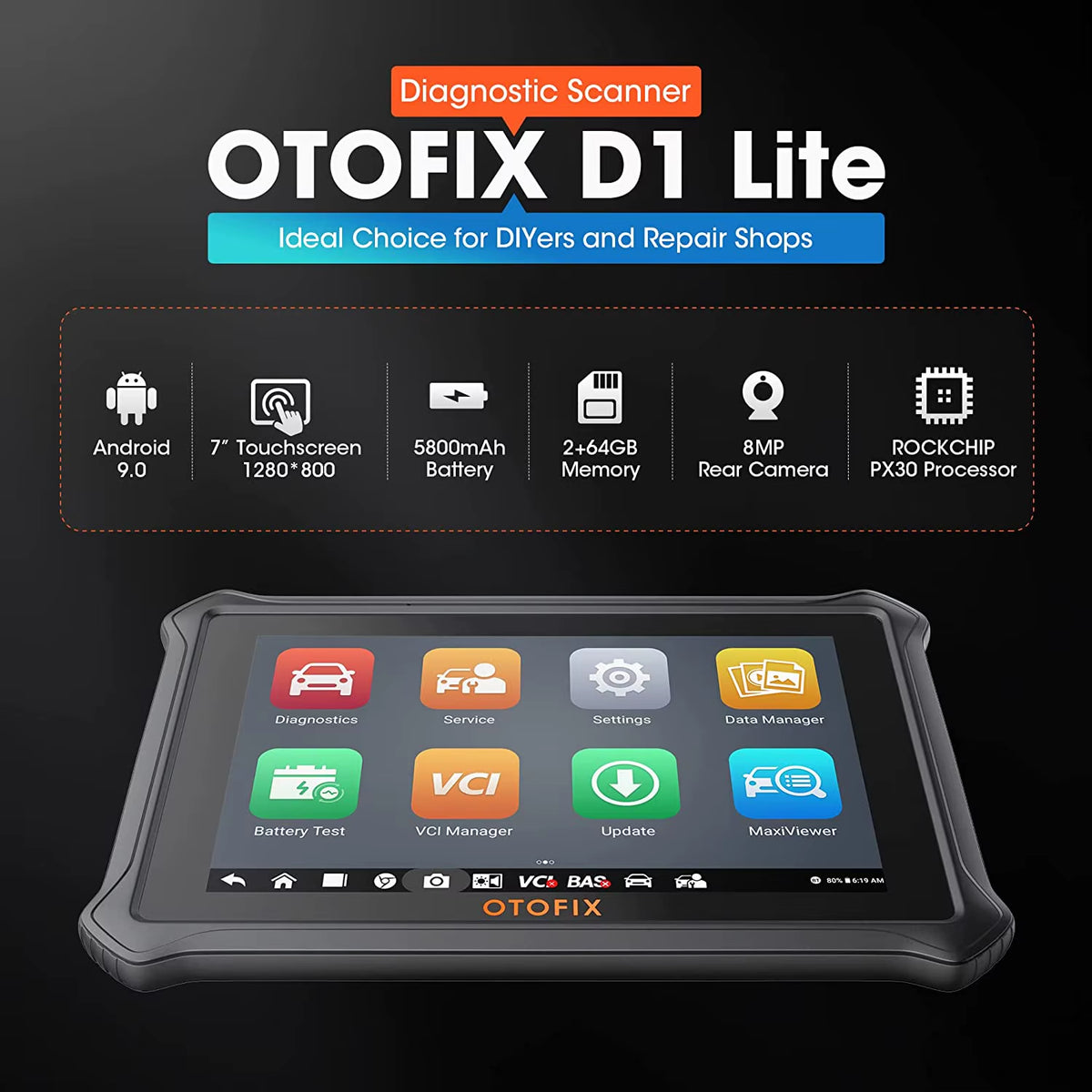 OTOFIX D1Lite Bluetooth OBD2 Diagnostic Tool - Bi-Directional Automotive Scanner with 2 Years of Free Updates and Active Testing Features