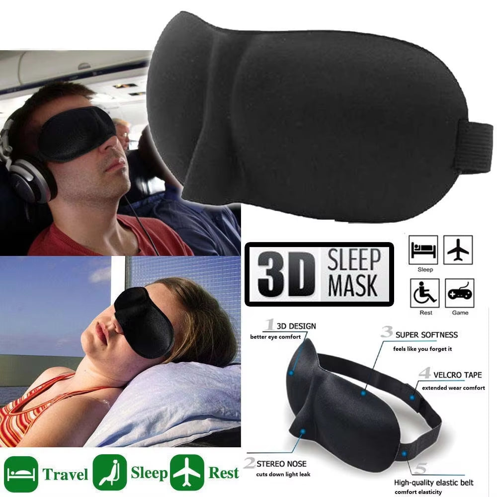 3D Padded Sleep Mask - Soft Eye Blindfold for Travel and Relaxation, Enhancing Comfort and Eye Health