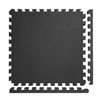 X-Thick 1.5-Inch Interlocking Gym Flooring Tiles - 16 Piece Set, Black