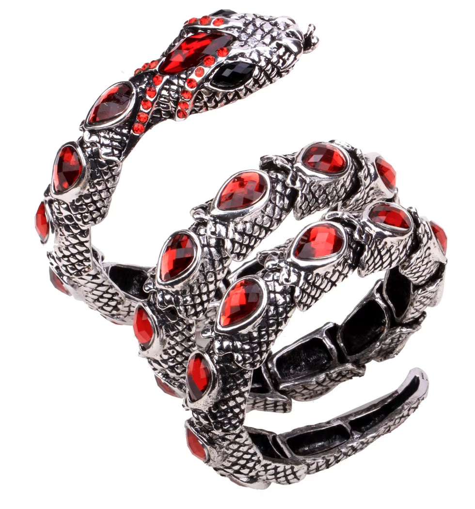YACQ Stretch Snake Bracelet Armlet Upper Arm Cuff Women Punk Rock Crystal Bangle Jewelry Gold Silver Color Dropshipping A32