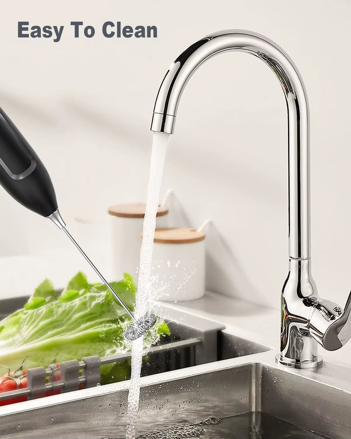 Milk Frother Handheld Electric Foam Maker Frother Wand, Whisk Drink Mixer & Foamer for Coffee Latte Matcha Hot Chocolate