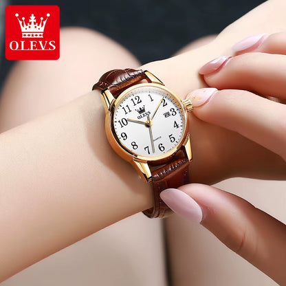Brand Fashion Quartz Watch for Men and Women Leather Strap Waterproof Original Watch Arabic Numeral Scale Giving to Elders