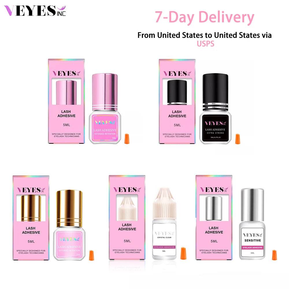 Veyes Inc 5ml Eyelash Extensions Adhesive - Fast Drying (0.5 Seconds) with 7 Weeks Retention for Volume Makeup Applications