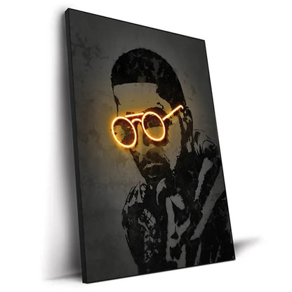 Neon Rapper Star Posters: Abstract Hip Hop Singers Wall Art Canvas Painting for Home or Bar Decor