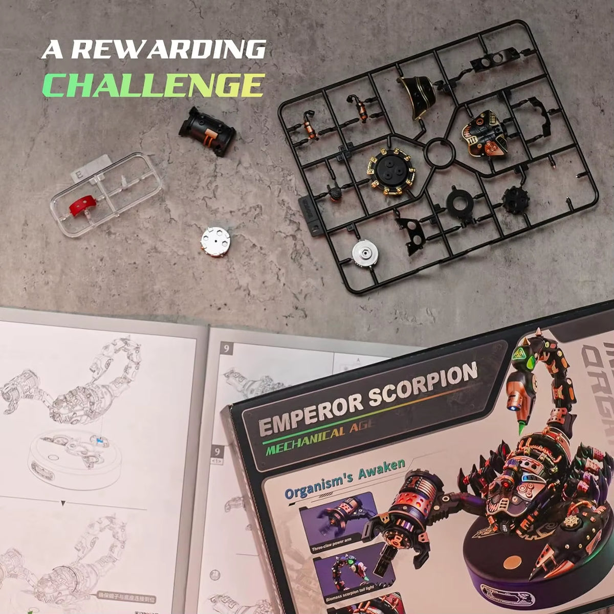 Robotime Rokr 3D Metal Puzzle Emperor Scorpion with LED Light - Industrial-Style Building Block Gift for Children