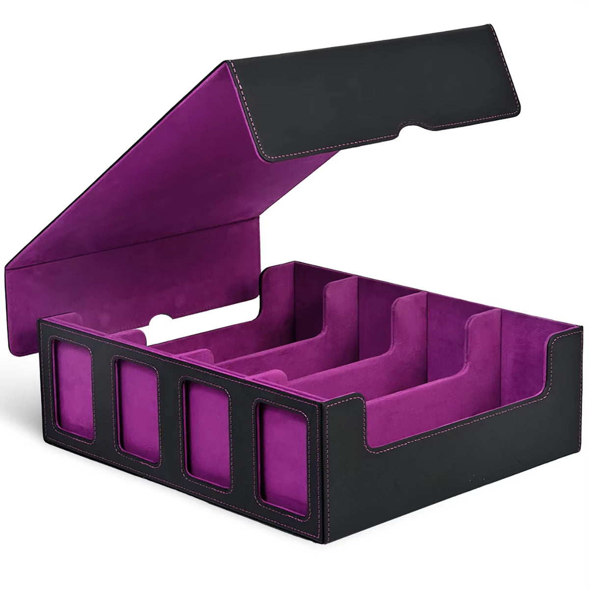 Professional Trading Card Storage Box with Display; 4-Row Deck Case Featuring Removable Lid; Accommodates Over 2400 Cards; Compatible with Magic TCG, PTCG, and Sports Cards