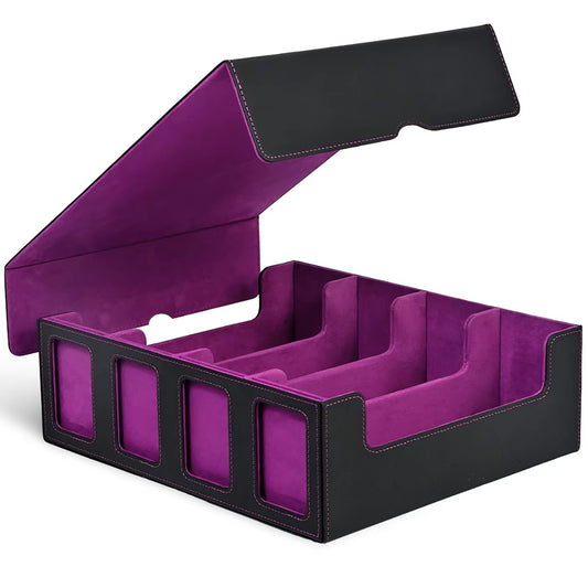 Professional Trading Card Storage Box with Display; 4-Row Deck Case Featuring Removable Lid; Accommodates Over 2400 Cards; Compatible with Magic TCG, PTCG, and Sports Cards
