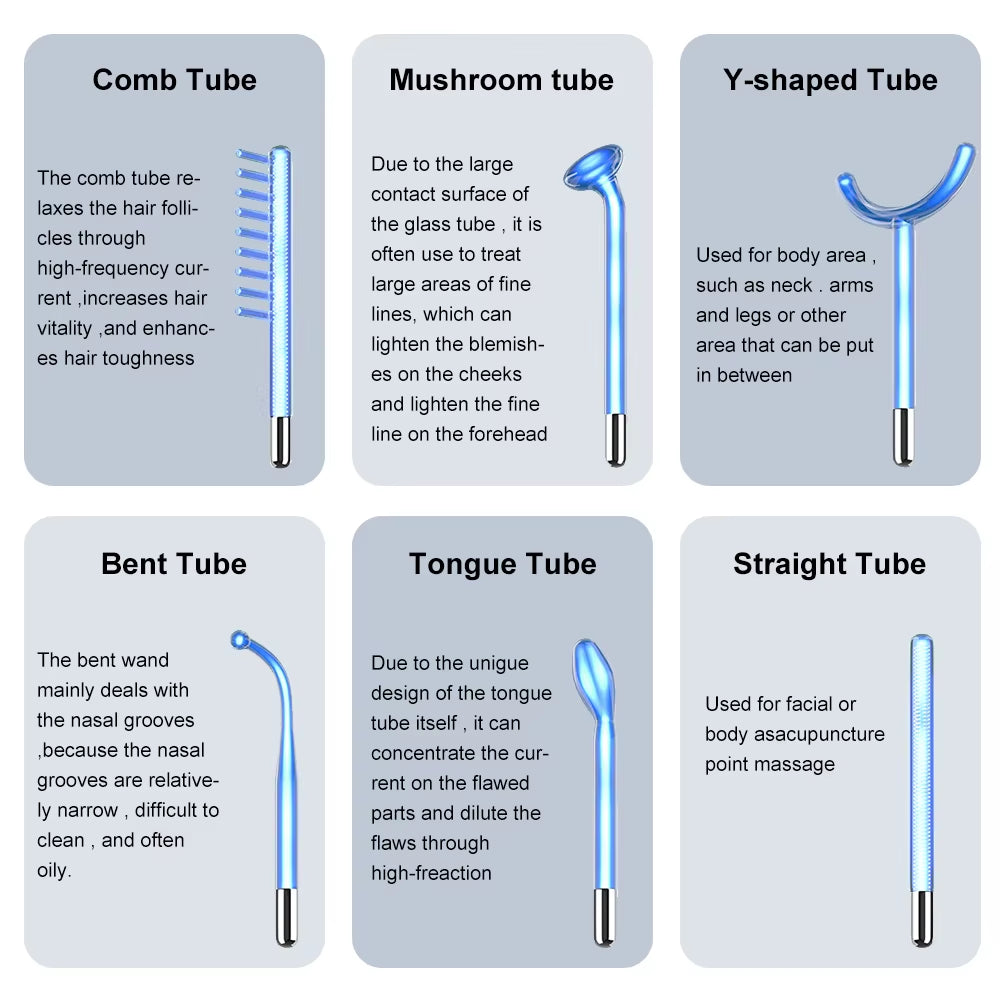 High Frequency Electrode Wand Glass Tube Electrotherapy Acne Spot Remover Skin Care Home Spa Beauty Facial Therapy Wand