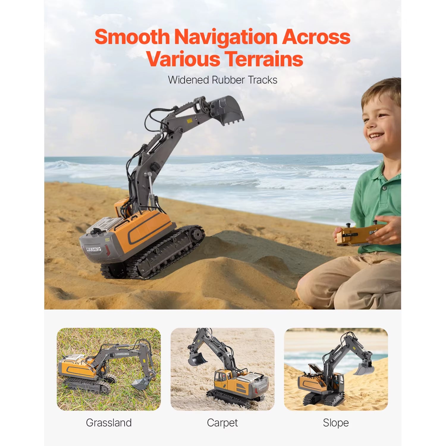Succebuy 2.4G Rc Excavator 1:20 Scale with Sounds Construction Vehicles Remote Control Car Digger Toys for Kids Boys Gifts