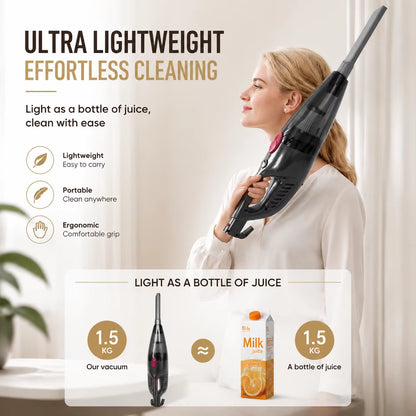 PBHPBH Corded Vacuum Cleaner with 26Kpa Strong Suction and 5-Meter Cord Length, Ideal for Home Environments and Pet Hair Removal, Includes Crevice Tool for Easy Corner Cleaning
