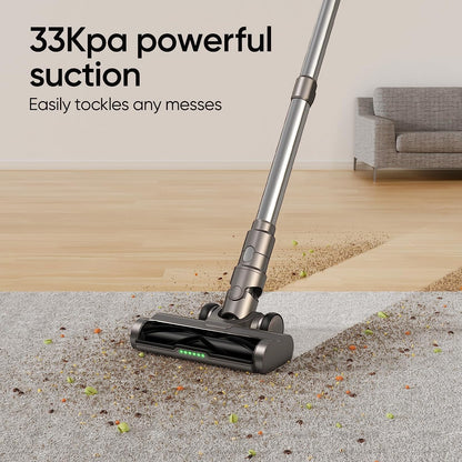 Cordless Vacuum Cleaner, Lightweight Stick Vacuum 33Kpa Powerful Suction Rechargeable Handheld for Home Pet Hair Hard Floor Carpet, Large Digital Display, Charging Moun