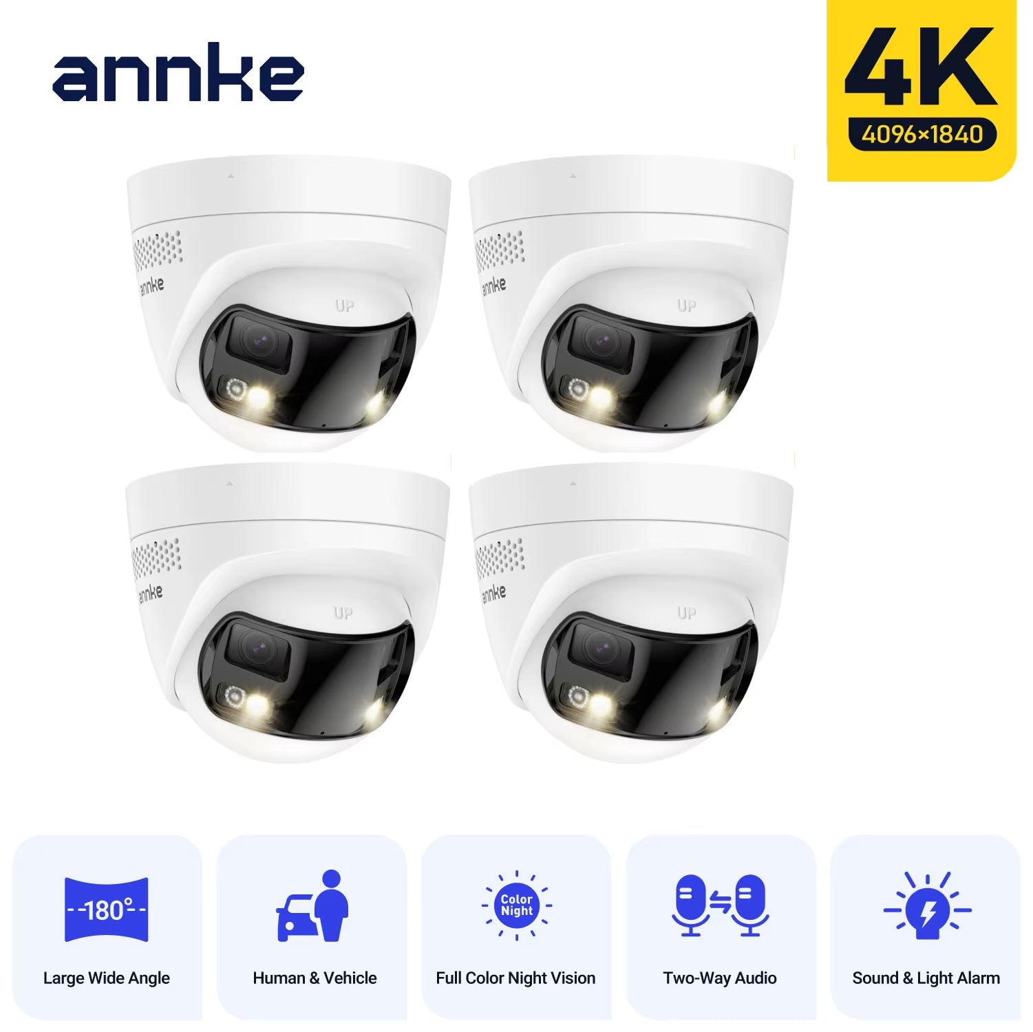 ANNKE 4K 8MP POE Surveillance Camera Dual Lens Outdoor Poe Camera 1/2/4PCS Color Night Vision CCTV Video Security Camera for NVR