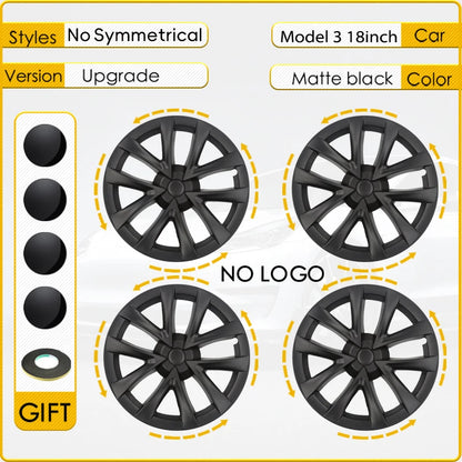 4-Piece Hub Cap Set for Tesla Model 3 - 18 Inch Wheel Cap Replacement and Full Rim Cover Accessories (2018-2023)