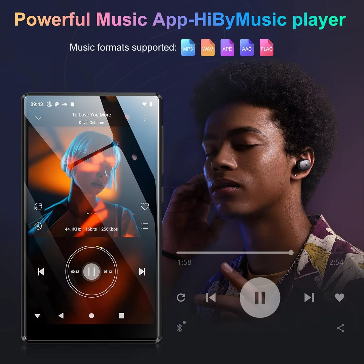 1080P Android 13.0 MP3 Player, 4.7-Inch Display, 32GB/96GB Storage, Bluetooth and Wi-Fi Connectivity, Expandable up to 1TB