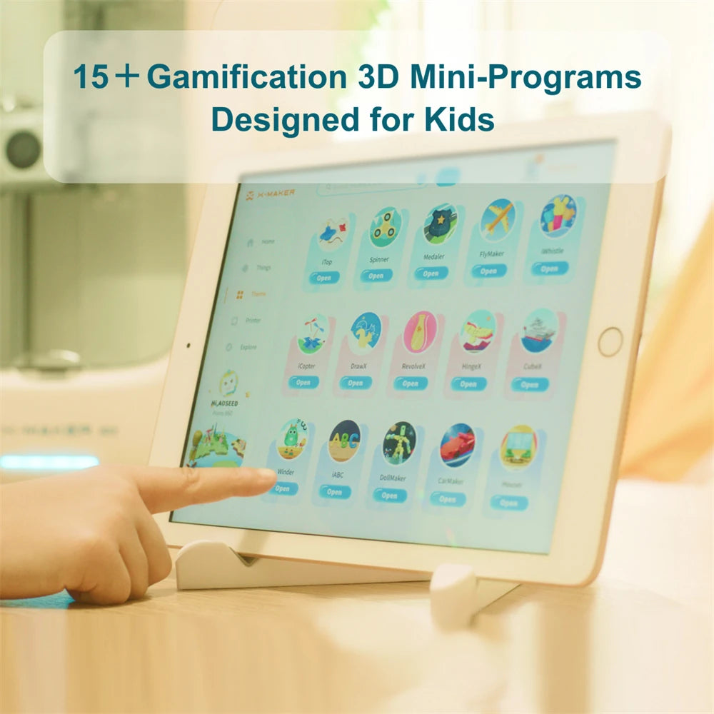X-MAKER JOY 3D Printer for Kids High Precision 0.05Mm 200Mm/S Printing Speed Wi-Fi USB Enclosed Safe Design AI Voice Interaction Customization with 4Er/8Er Colorful PLA Filament Set