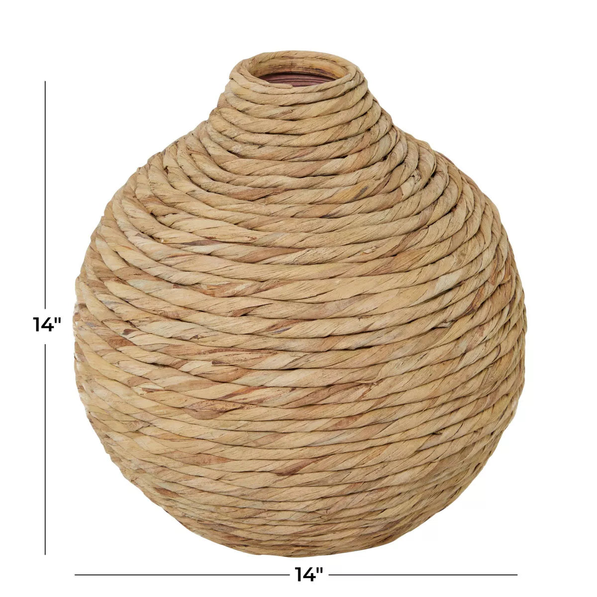 Seagrass Handmade Woven Vase in Brown - Bohemian Bottle-Shaped Tabletop Decor