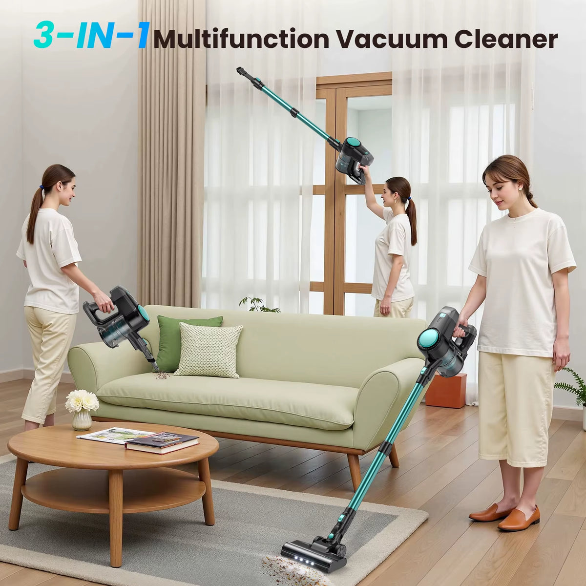 INSE N3T Cordless Vacuum Cleaner - 40Kpa Ultra Lightweight 6-in-1 Stick Vacuum with Up to 40 Minutes Runtime for Home and Pet Hair on Hard Floors