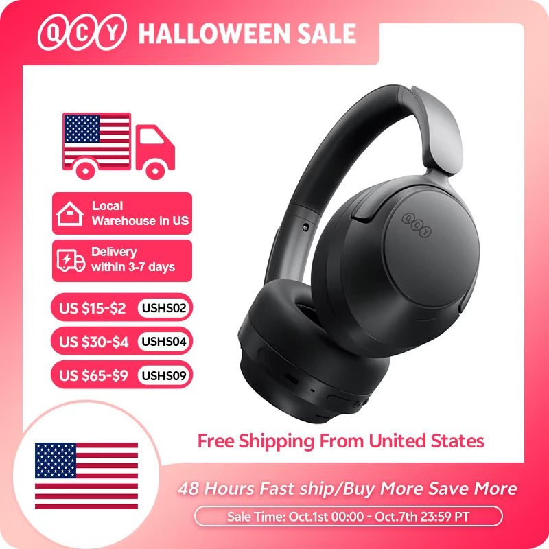 QCY H3S Over-Ear Headphones with Hi-Res LDAC and Spatial Sound, Adaptive ANC, Bluetooth 6.0, 102 Hours Battery Life
