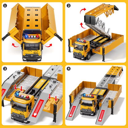 Carrier Truck Race Track Kids Toys Construction Truck Toys for 3-8 Years Old Boy Transport Car Truck with Tower Crane Truck Sets