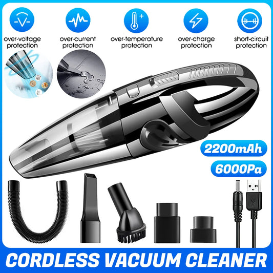 Cordless Portable Handheld Vacuum Cleaner with USB Charging - Strong Suction 12000Pa for Wet and Dry Cleaning