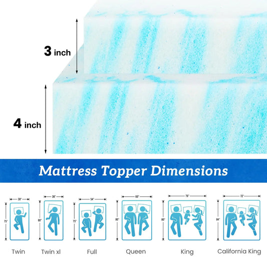 JHK 4-Inch Full Size Gel Memory Foam Mattress Topper - Cooling and Breathable Bed Topper for Enhanced Comfort in School Bedrooms