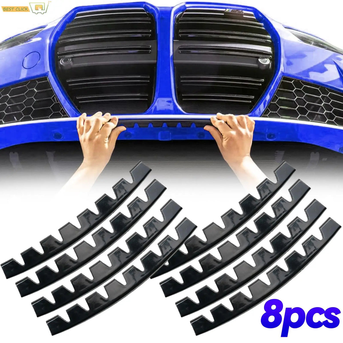 8-Piece Universal Car Front Bumper Guard and Chassis Protection Kit with Pre-Attached Anti-Scratch and Anti-Skid Features