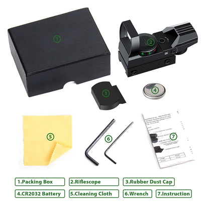 Professional Tactical Red and Green Dot Sight with 20mm Rail for Hunting and Reflex Optics