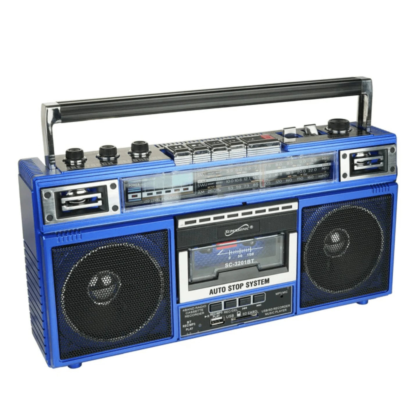 Supersonic 4 Band Bluetooth Radio & Cassette Player + Cassette to Mp3 Converter