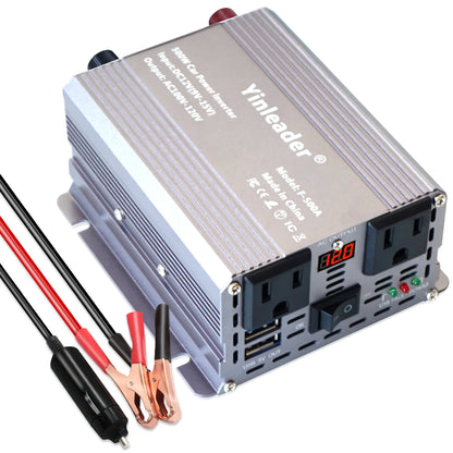 500W/300W Mini Portable Car Inverter DC12V to AC110V with USB 5V 3.1A Output and US Socket