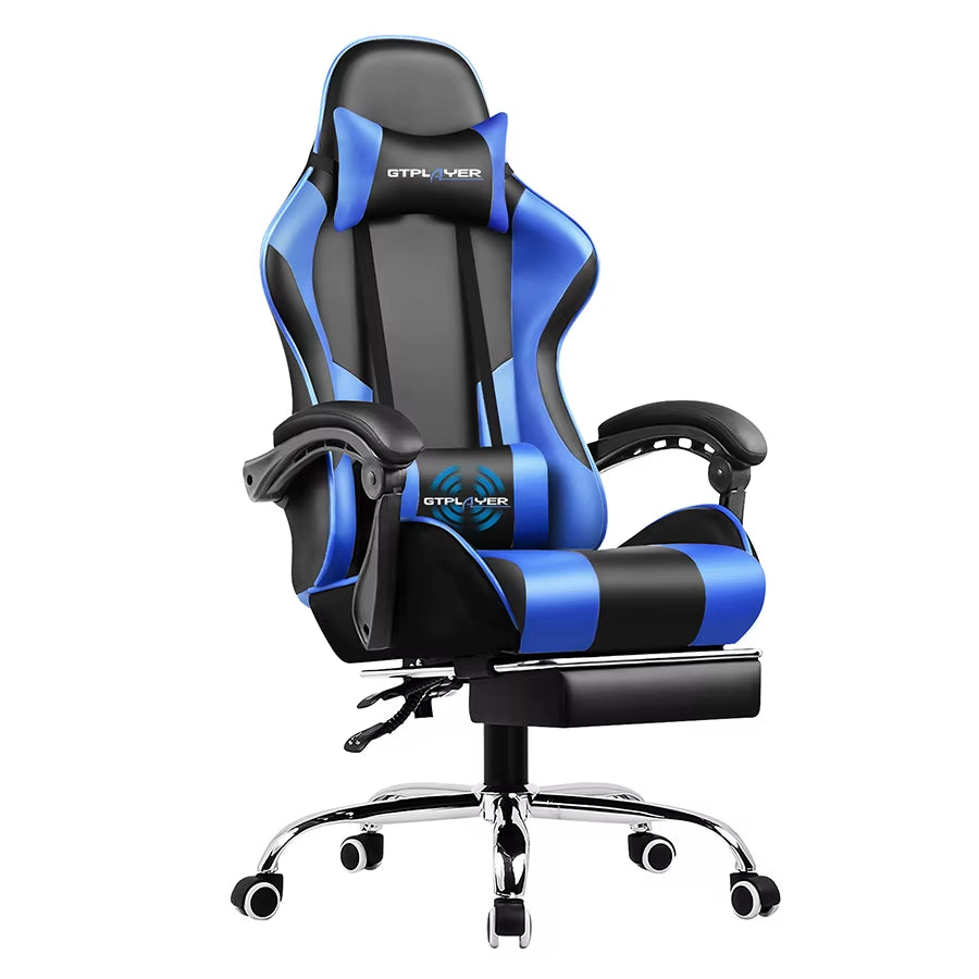 GTPLAYER Ergonomic Gaming Chair with Footrest, Lumbar Support, Adjustable Height, Swivel Seat, and Headrest for Office and Gaming Use
