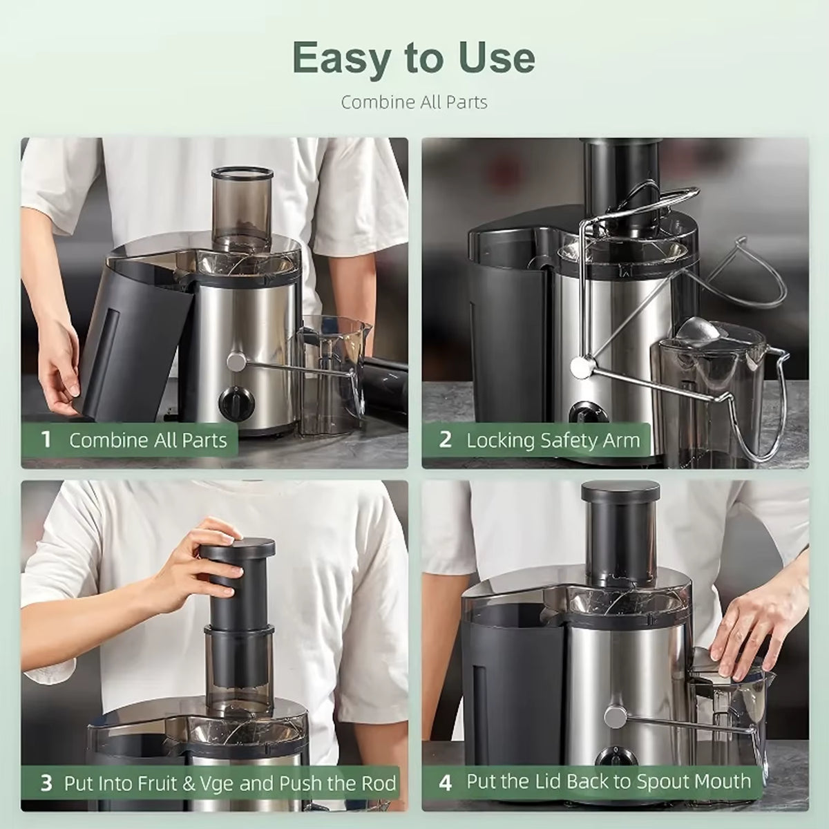 Dual-Purpose Juicer for Household and Commercial Use with High-Power Motor, High-Speed Output for Fine, Residue-Free Juice, Large Capacity, High-Temperature Resistant, and Odorless Fresh Pressing of Fruits and Vegetables