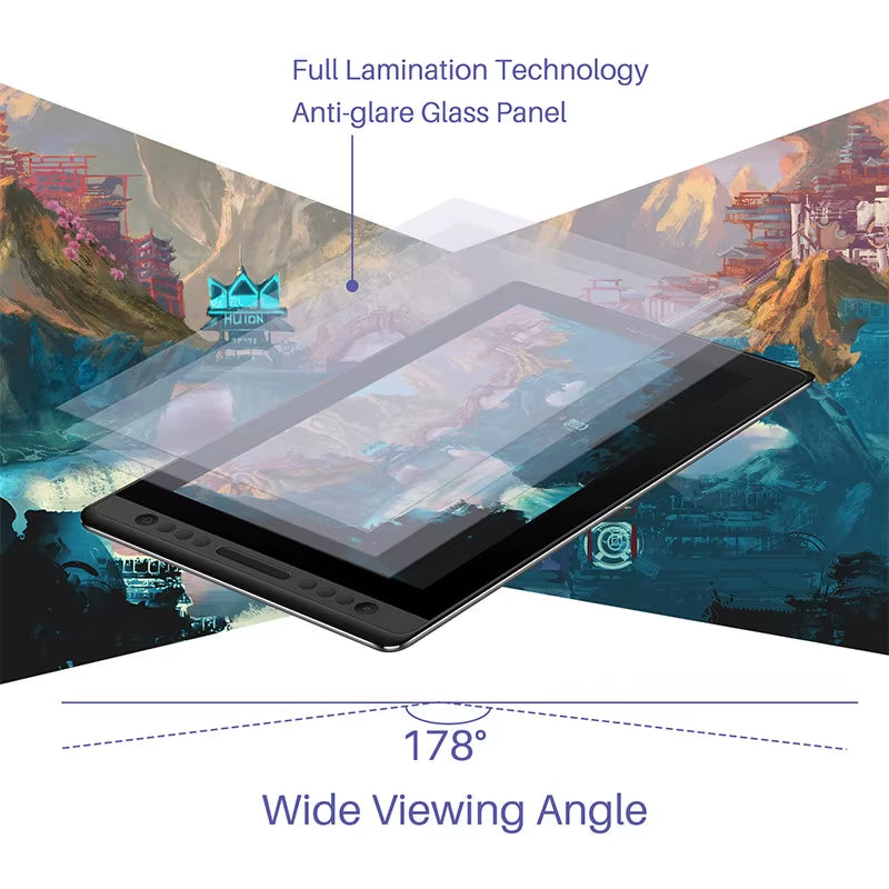 Huion Kamvas Pro 16 Drawing Pen Tablet 15.6 Inch 120% Srgb Digital Graphic Tablet Pen Display Monitor with Tilt Function