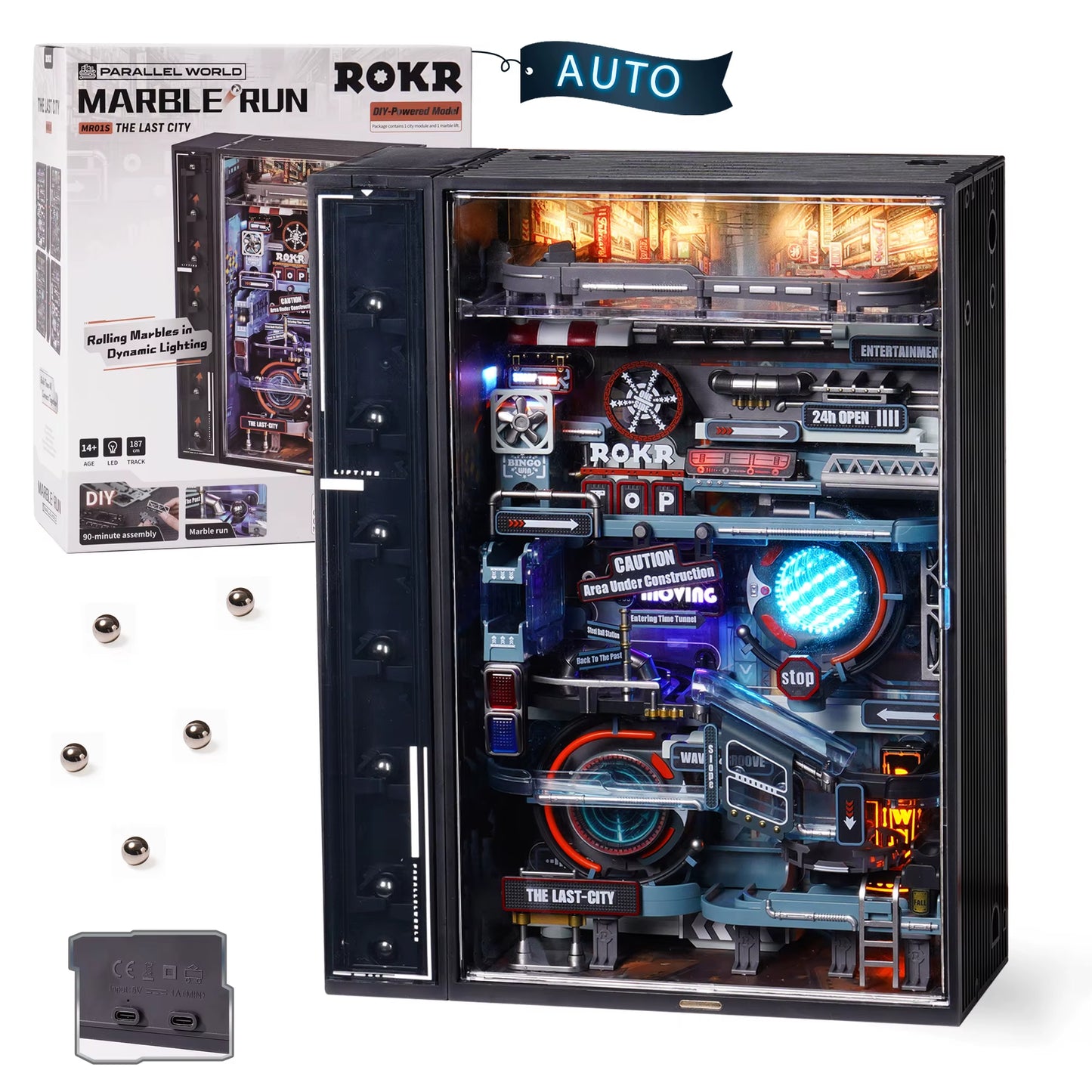 Robotime Rokr the Last City -Futuristic Marble Run Cyberpunk Gift for Men 3D Puzzle Model Gaming Decoration Automatic