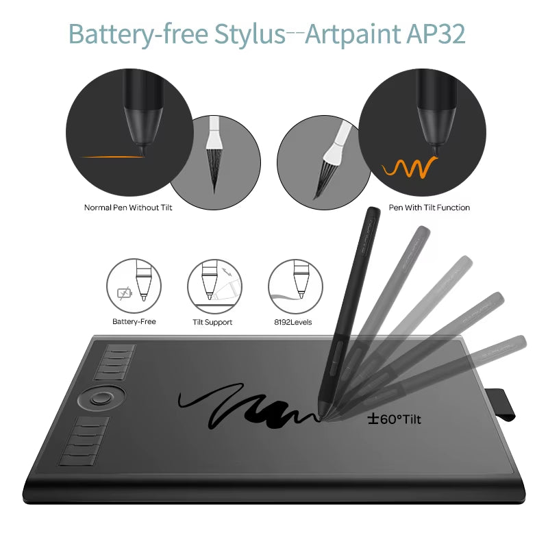 GAOMON M10K PRO 10 X 6.25 Inches Art Digital Graphic Tablet for Drawing Supports Tilt & Radial Function with 10 Shortcut Keys