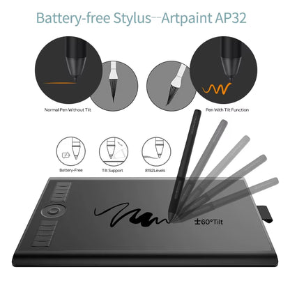 GAOMON M10K PRO 10 X 6.25 Inches Art Digital Graphic Tablet for Drawing Supports Tilt & Radial Function with 10 Shortcut Keys