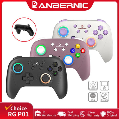 ANBERNIC RG P01 Retro Games Controller Wired/Wireless Bluetooth RGB  Effect Joystick XBOX Gamepad for PC Android IOS Steam