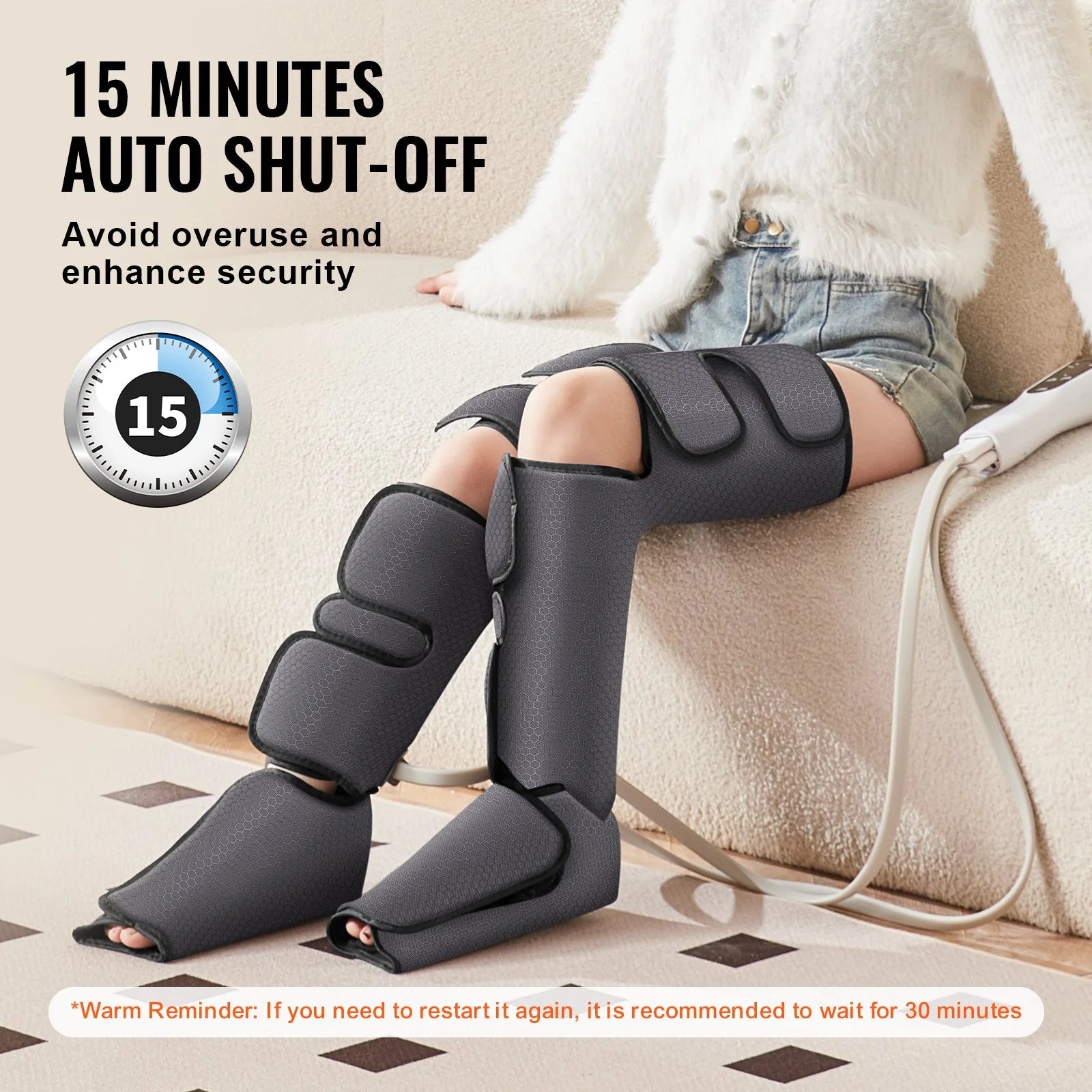 Full Leg Massager, Air Compression Leg Massager for Foot Calf Thigh Knee, 3 Modes & 3 Intensities, Leg Compression Massage Boots