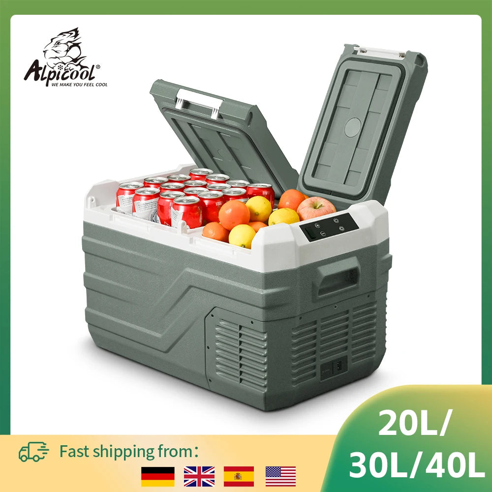 Alpicool NLS Series Portable Car Refrigerator and Freezer - 20L, 30L, 40L Capacity, 12V/24V DC and 100-240V AC for Camping and Outdoor Use