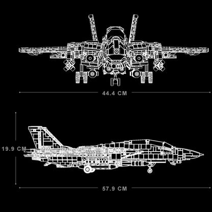 2453PCS F-14 Tomcat Two-Seat Carrier-Based Fighter Building Block Kit, Aviation Toy Model, Adult Military Fan Collection M8021