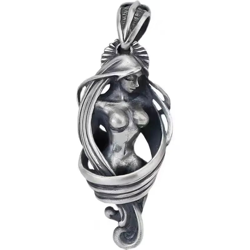Vintage Silver Angel Wings Pendant Necklace for Men and Women - Statement Punk Street Style Stainless Steel Chain Jewelry