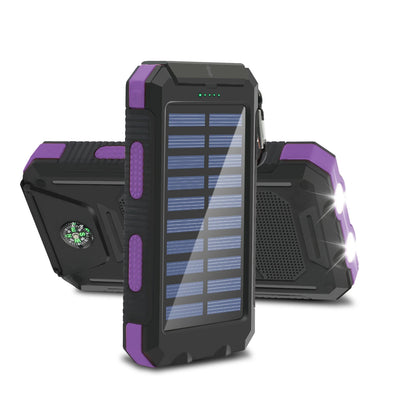 20,000mAh Solar Power Bank - High Capacity Portable Charger with Fast Charging, Built-In Li-Polymer Battery, and LED Light for iPhone and Samsung Devices