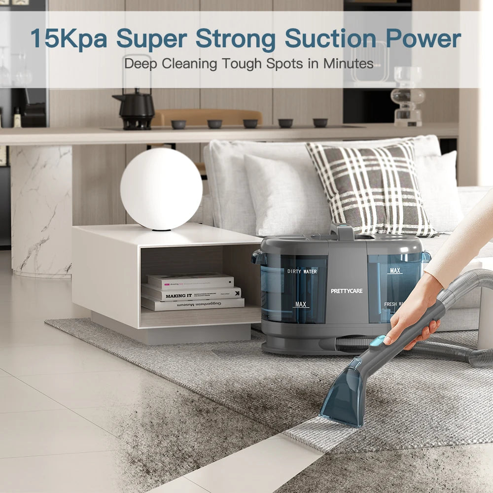 PC808 Cordless Carpet&Spot Vacuum Cleaner 1.4M Hose 30Minutes Fabric Vacuum Cleaner with Wet Sprayer for Sofa Car
