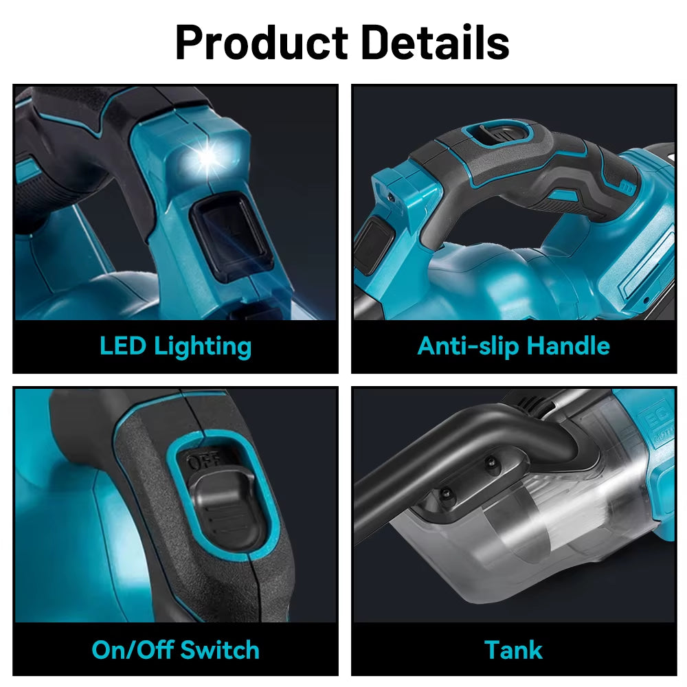 Electric Vacuum Cleaner Cordless Portable Handheld Power Vacuum Cleaner Multi-Function Dust Cleaning Tool for Makita 18V Battery