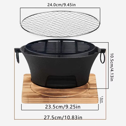Zoe Cast Iron Outdoor Charcoal and Alcohol Stove for Barbecue, Family Picnics, and Camping - Ideal for Water and Tea Boiling